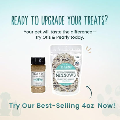 Otis & Pearly Freeze Dried Minnow Dog Treats - Single Ingredient, Made in USA - Healthy Protein Treat for Small, Medium, Large Breeds, Cats (4 oz)