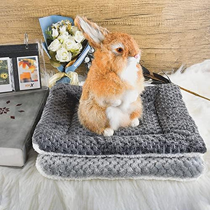 Small Animal Bed Mat, Soft & Warm, Suitable for Guinea Pig, Hamster, Rabbit, Rat and Bearded Dragon (X-Large(13.3''x9.4''), Mesh Black) (Pack of 2)
