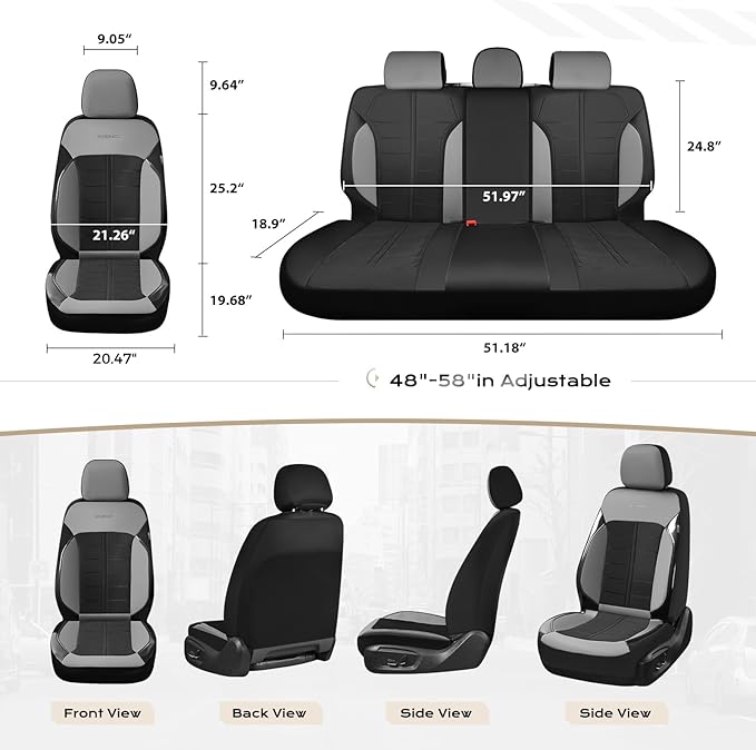 Coverado 3D Air Mesh Front Car Seat Cover, Sports Carbon Fiber Design, Breathable Seat Protectors Airbag Compatible Comfort Universal for Most Cars, Van,Trucks, SUV, Black