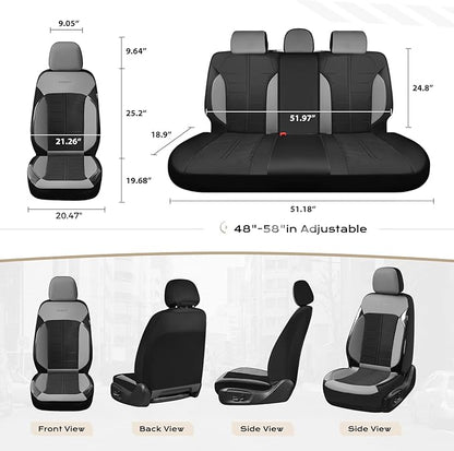 Coverado 3D Air Mesh Front Car Seat Cover, Sports Carbon Fiber Design, Breathable Seat Protectors Airbag Compatible Comfort Universal for Most Cars, Van,Trucks, SUV, Black