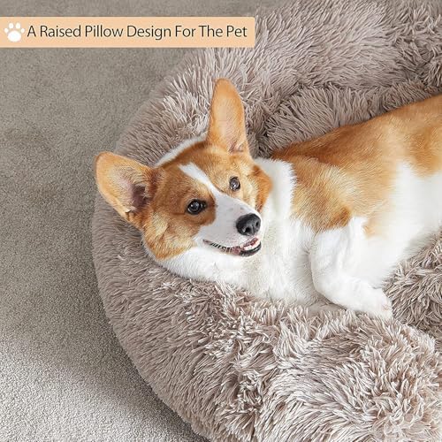 WNPETHOME Large Round Calming Dog Bed Cat Bed for Comfy Sleep