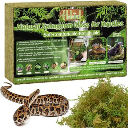 Halatool 9 OZ Sphagnum Moss for Reptiles - Green Terrarium Moss