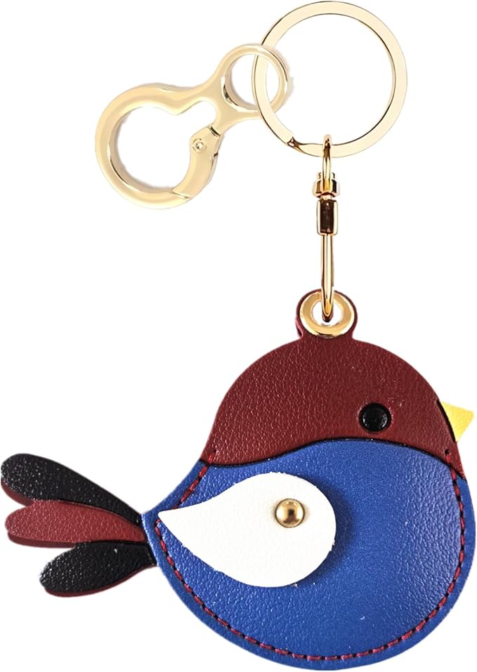 BORKUANA Leather Keychain Holder Case Compatible with AirTag,Cute Protective Cover with Keyring