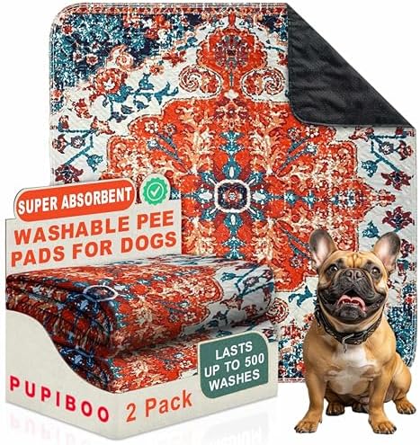 PUPIBOO Washable Pee Pads for Dogs and Cats - Super Absorbent Reusable Puppy Training Pads - 100% Waterproof, Leak-Proof & Non-Slip Whelping Pads for Pet Housebreaking