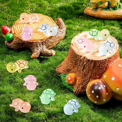 488PCS Luminous Mini Resin Turtle 8 Color Tiny Turtle Figurines Bulk