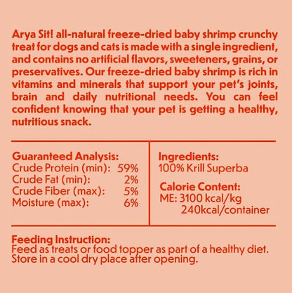 Arya Sit! - Freeze-Dried Single Ingredient Dog Treats (Baby Shrimp)