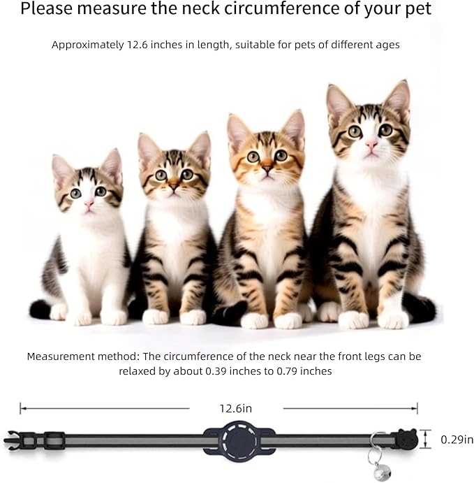 Pet Tracker,GPS Collar for Cats (iOS Only) Smart tag,Waterproof Compatible with Apple Find My,No Monthly Fee,Advanced Tracking Solution Smart Collar for Pet Safety Ideal Small Large Cats