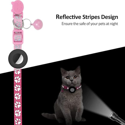 GPS Tracker for Cats, Mini GPS Pet Tracker with Collar, IPX8 Waterproof Cat Trackers Collar,No Monthly Fee,Work with Apple Find My(iOS Only),Smart Trackers for Pets-Pink-3