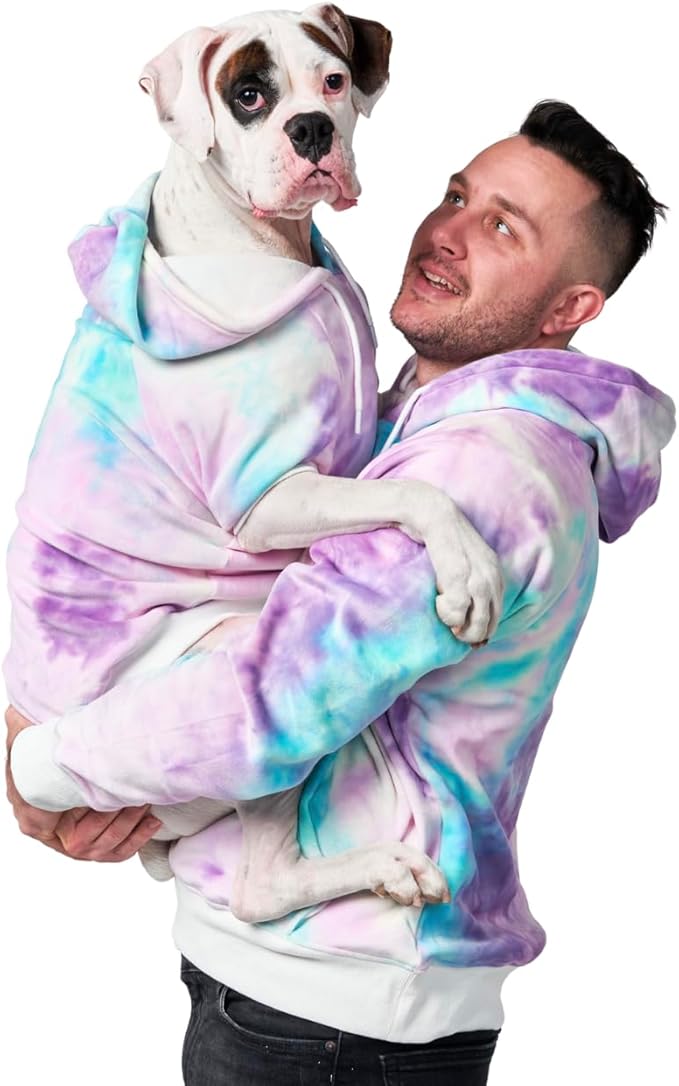 Spark Paws Human Hoodie - Premium Quality, Buttery Soft, Superior Comfort and Fit, Calming Fleece Interior, Suitable for All Styles – 90s Retro Sky Dye - L