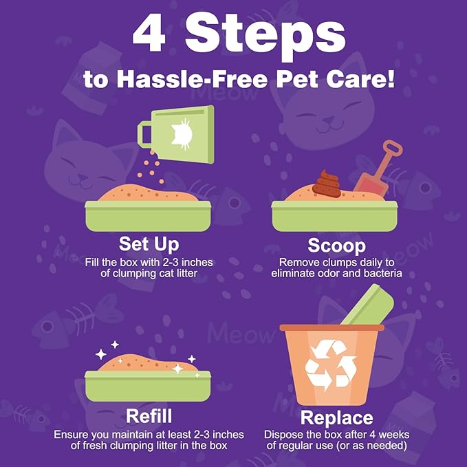 JINVOGREEN Disposable Litter Boxes for Cats, 6 Pack Cat Litter Trays for Travel, Temporary Use, or Liner – Leak-Proof, Eco-Friendly, Easy Clean-Up (16.1" x 12.4" x 3.7")