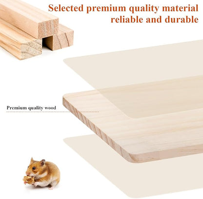 Large Natural Wooden Hamster Activity Platform with Hanging Swing, Multi-Layer Play Platform, Suitable for Climbing Toys for Small Animals Such as Dwarf Hamsters and Syrian Hamsters to Play with