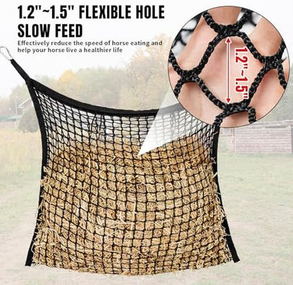 Slow Feed Hay Nets for Horses, Large Capacity Hay Bags, 4 Pack