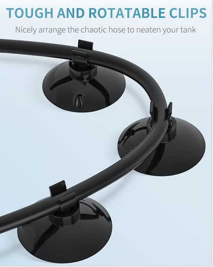 Pawfly Aquarium Suction Cup Clips for Standard 3/16" ID Airline Tubing Black Air Hose Holder Clamp Accessories for Fish Tank Aeration Setup, 30 Pack