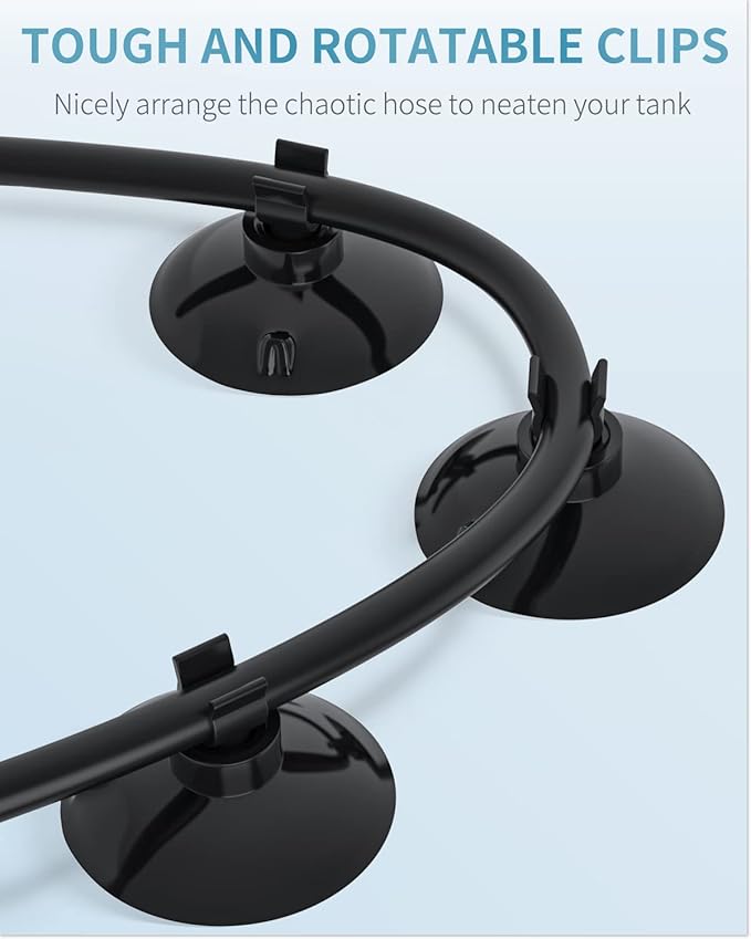Pawfly Aquarium Suction Cup Clips for Standard 3/16" ID Airline Tubing Black Air Hose Holder Clamp Accessories for Fish Tank Aeration Setup, 20 Pack