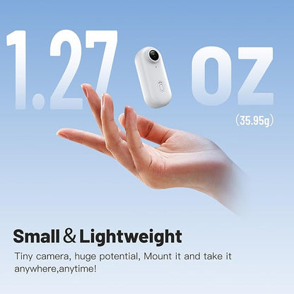 Meoilkolnm Mini Body Camera, Wearable Action Body Cam, Thumb Size Hands Free Recording Body Worn Camera, Premium Portable Camcorder Mount Anywhere for Pet Walking, Work, Travel (White, 128GB)