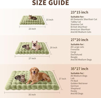 Cat & Dog Bed Mat, Soft Plush Faux Fur Kneading Pet Bed for 2 Cats or Small Dogs, Machine Washable Cat Sleeping Pad, Non-Slip Fluffy Pet Rug for Indoor Cats Kittens & Small Dogs, 27x20 In Green
