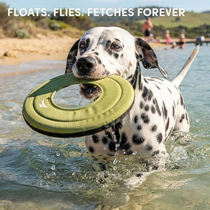 OllyDog Mini Super Flyer, Dog Flying Disc – Floating Fetch Toy, Soft on Teeth, Eco-Friendly Recycled Material, Lightweight, for Small & Medium Dogs (Palm, 9")