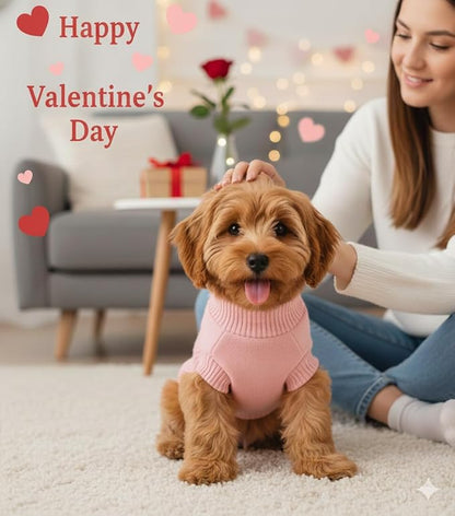 Dog Warm Winter Sweater MengMengDa Pet Clothes Puppy Knitwear for Small to Medium Dog Outfits (Pink XL)