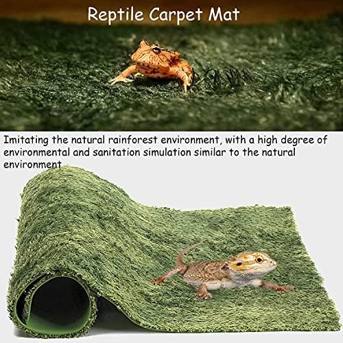 kathson 2 PCS Reptile Carpet Mat Terrarium Bedding Substrate Liner Mat Imitation Rainforest Crawler Mats for Snakes Bearded Dragon Gecko Chameleon Turtles Iguana（23.62 X 15.74 in）