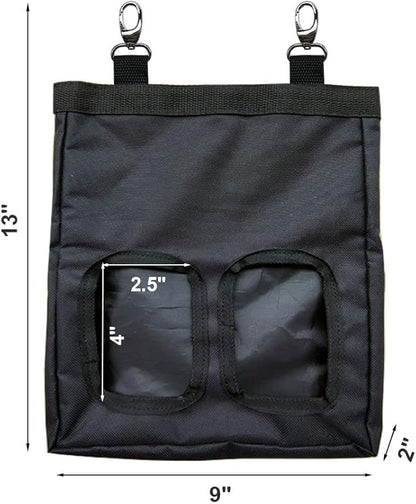 Guinea Pig Hay Feeder, Hanging Rabbit Hay Feeder Bag for Guinea Pigs Bunnies Chinchillas. PureBlack, 2 Count