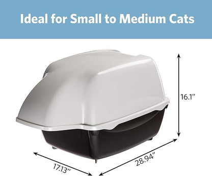 Ferplast Cosmic Outdoor Cat Litter Box - Waterproof Dog-Proof Cat Toilet with Tunnel Entry, High-Sided Base for Litter Containment, Easy-Clean Design, Durable Thermoplastic Resin in Black