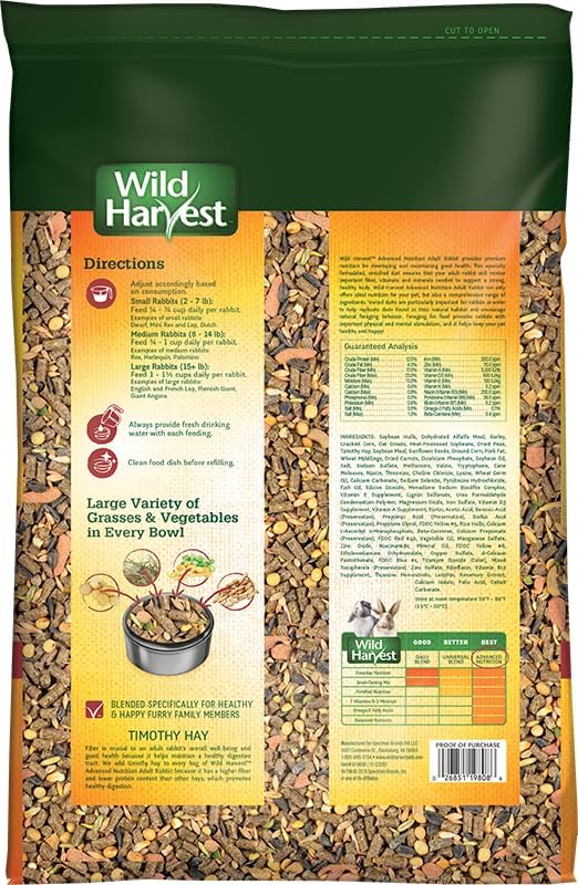 Wild Harvest Advanced Nutrition Diet For Adult Rabbits, 8 Lbs