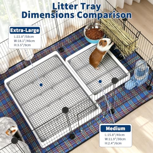 FHTONGE 4 in 1 Guinea Pig Litter Box with Feeder Combo Set for Cage