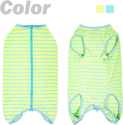 Dog’s Recovery Suit Post Surgery Shirt for Female Male Dog, E-Collar Alternative Wound Protective Clothes (Green stripe-2xl)