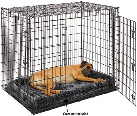 MidWest Homes for Pets QuietTime Giant Dog Bed - Gray Faux Fur Bolster, Ultra-Soft and Machine Washable, Fits 54-Inch Crates and Carriers, for XXL Breed Dogs