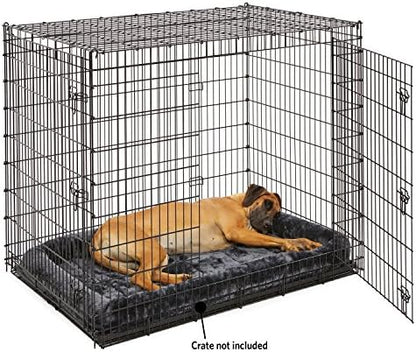 MidWest Homes for Pets QuietTime Giant Dog Bed - Gray Faux Fur Bolster, Ultra-Soft and Machine Washable, Fits 54-Inch Crates and Carriers, for XXL Breed Dogs