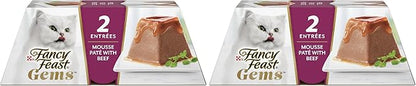 Fancy Feast Gems Pate Cat Food Mousse with Beef and a Halo of Savory Gravy Cat Food - 4 oz. Boxes,(Pack of 16)