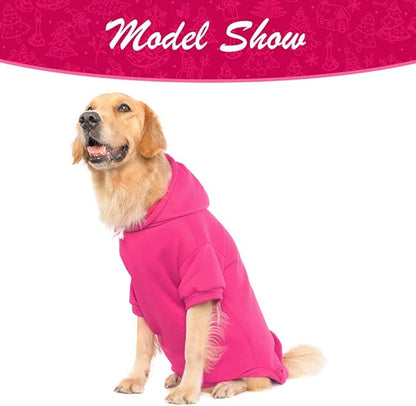 KOOLTAIL Dog Hoodie for Large Medium Small Dogs, Soft&Warm Pet Sweater with Leash Hole and Pocket Boy Girl,Puppy Fall Winter Jacket Clothes,French Pitbull Cold Weather Coat Sweatshirt,Deep Pink XL