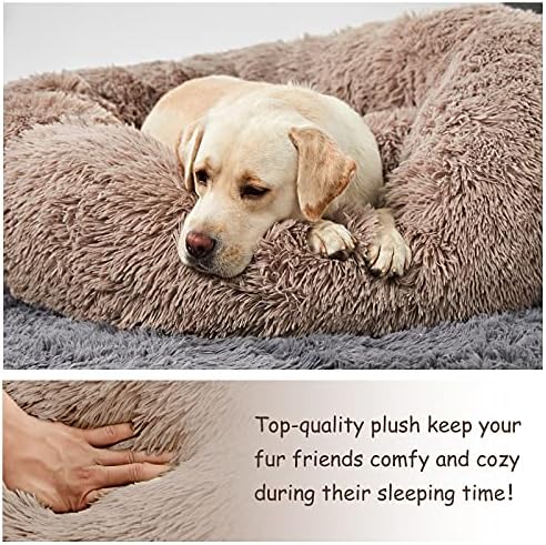 Washable Dog Round Bed - Medium Donut Dog Bed, Comfy Calming Cuddler