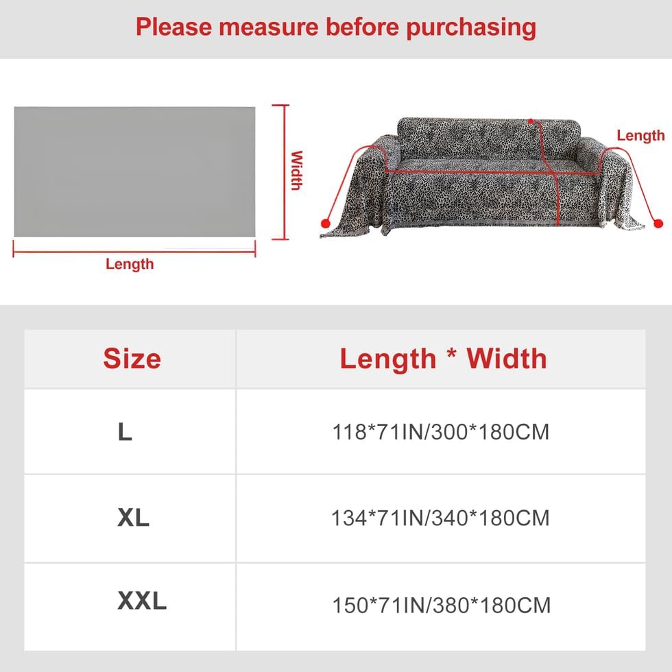 AMWAN Luxury Leopard Print Cover Black Durable Sofa Cover for Dogs,Cats,Kids Jacquard Chenille Sofa Slipcover for Sectional,L Shaped Sofa Pets Protector Furniture Cover, 1 Piece,71x134