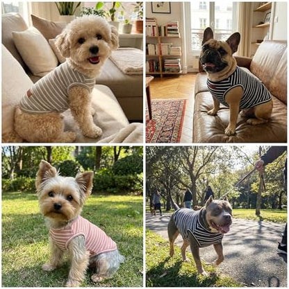 2Pack Dog Shirt Cotton Striped T-Shirts Stretchy Comfortable Pet Vest for Puppy and Cat Super Soft Dog Shirts Vest Sleeveless Breathable Basic Clothes for Small Medium Large Boy Girl Dogs