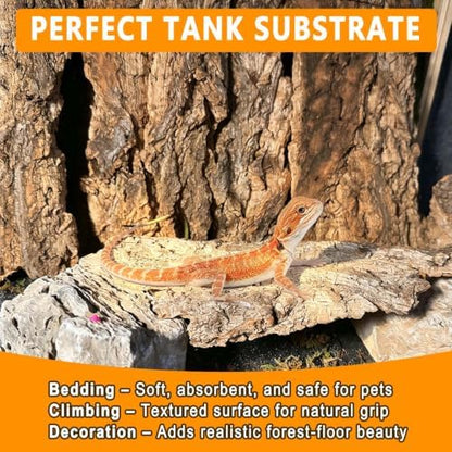 BNOSDM Reptiles Cork Bark Substrate,1.4lb Bearded Dragon Champagne Cork Bark Flats Hide Climbing,Reptiles Wood Bedding Terrarium Decor Tank Accessories for Lizards Snake Gecko Tarantula Isopods（L）