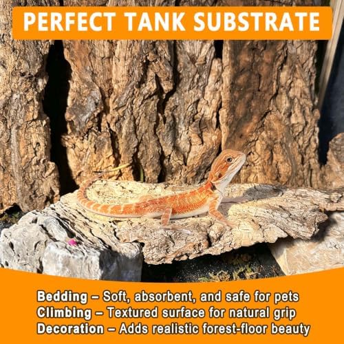 BNOSDM Reptiles Cork Bark Substrate,0.7lb Bearded Dragon Champagne Cork Bark Flats Hide Climbing,Reptiles Wood Bedding Terrarium Decor Tank Accessories for Lizards Snake Gecko Tarantula Isopods（L）