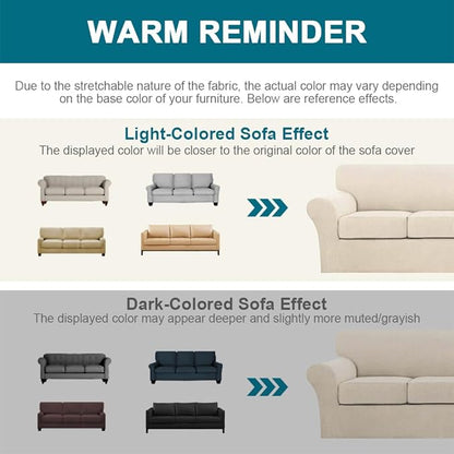 Turquoize 4 Piece Sofa Covers For 3 Cushion Couch Sofa Slipcover Soft Couch Cover For Dogs-Washable Sofa Furniture Covers With 3 Individual Large Cushion Covers Feature Fabric (XL Sofa,Biscotti Beige)