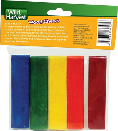 Wild Harvest P-84127 Colored Wood Chews for Small Animals, Fruit Flavored, 5-Count