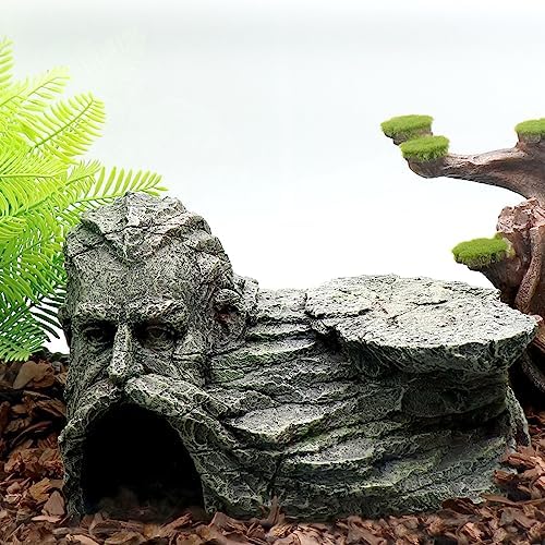 Reptile Rock Basking Platform, Gecko Hide Cave Hiding Place, Snake Cave and Hides for Reptiles, Amphibians, and Small Animals, Lizards