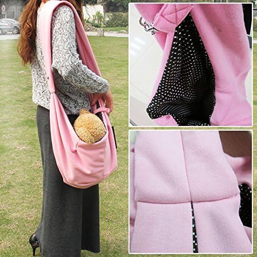 Pet Sling Carrier Bag Travel Tote for Cats Dogs, Up to 16 lbs (Pink)