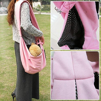 Pet Sling Carrier Bag Travel Tote for Cats Dogs, Up to 16 lbs (Pink)