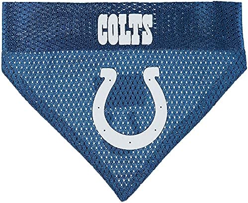 NFL DOG BANDANA - INDIANAPOLIS COLTS REVERSIBLE PET BANDANA. 2 Sided Sports Bandana with a PREMIUM Embroidery TEAM LOGO, Small/Medium. - 2 Sizes & 32 NFL Teams available