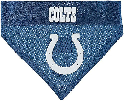NFL DOG BANDANA - INDIANAPOLIS COLTS REVERSIBLE PET BANDANA. 2 Sided Sports Bandana with a PREMIUM Embroidery TEAM LOGO, Small/Medium. - 2 Sizes & 32 NFL Teams available