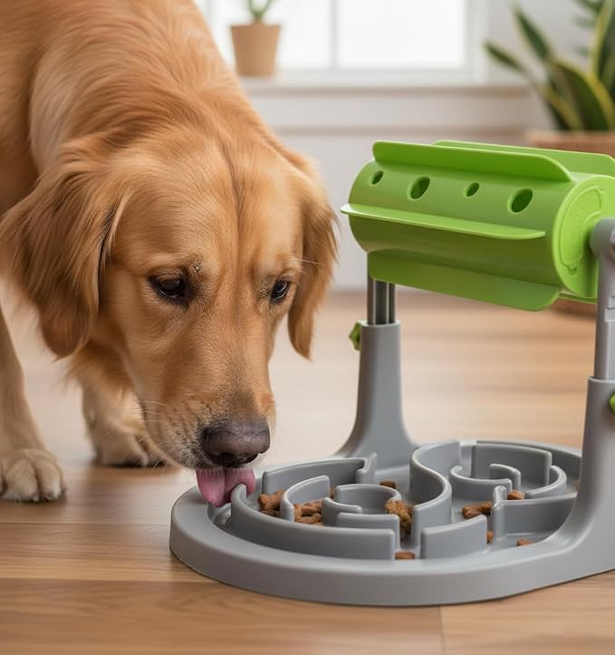 Dog Treat Dispenser Toy, Slow Feeder, Interactive Cat Puzzle Toy | Effectively Prevents Overeating, Keeps Pets Busy, Mental Stimulation Toy for Boredom, Dual-Height for Puppies and Kittens