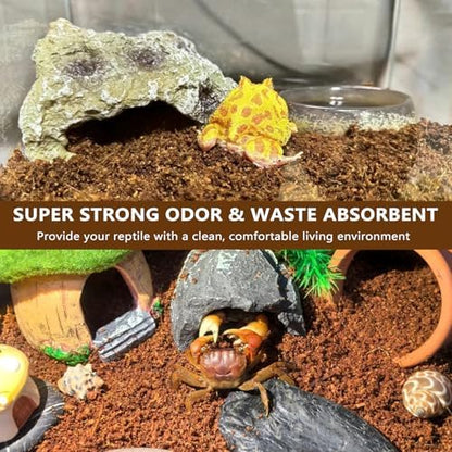 BNOSDM Reptile Soil Substrate,Natural Terrarium Bedding,Snake Bedding,Fluffy Reptile Tank Substrate for Tortoise Hermit Crab Tarantulas Lizards