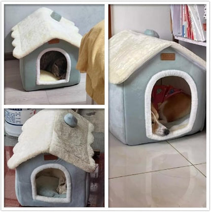 Christmas Cat Bed for Indoor Cats Plaid Xmas Cat Tent Cats Bed Cave for Pets Kittens and Dogs (Light Green, S(15.7 X 12.6 X 13.8 Inch))