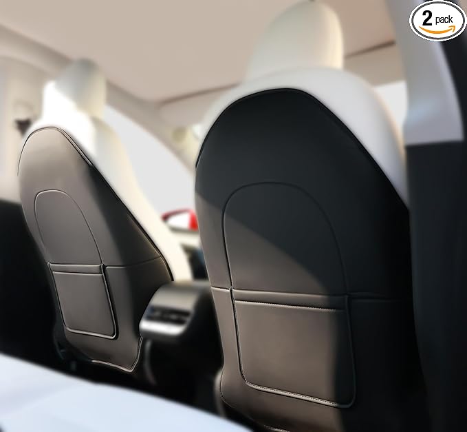 2Pcs for Tesla Model 3/Y 2017-2026 Juniper/Highland(Not for Standard), Leather Seat Back Kick Protectors Accessories, Kids Mats Waterproof Pet Covers