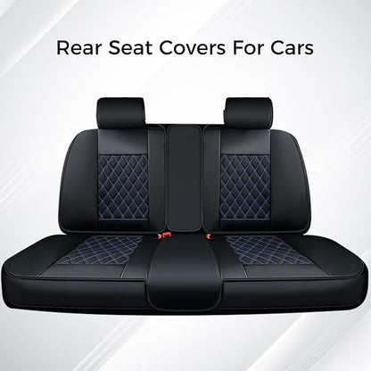 Huidasource Car Back Seat Cover, Leather Anti Slip Automotive Rear Seat Cover Protector, Back Seat Car Cover Velcro Adjustable Universal Fit for Most Cars Sedan SUV Pickup Truck (Back Row/Black&Blue)