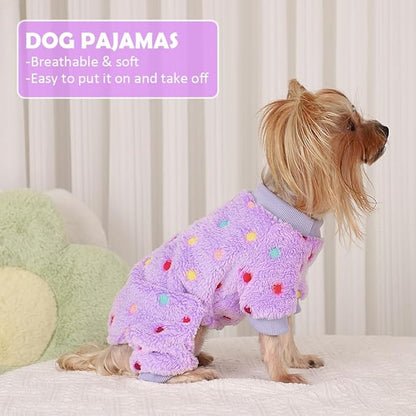 YIKEYO Dog Pajamas for Small Dogs Boy and Girl,Cotton Small Dog Sweater, Stretchable Pet Jammies Puppy Outfits for Dogs Female Male, Winter Doggie Pjs Clothes(Purple, XS)